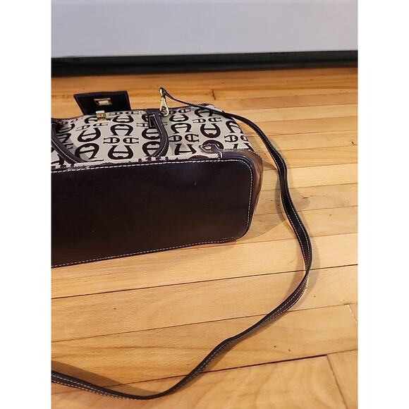 Vintage Etienne Aigner Shoulder Bag Purse Signature Logo Leather Trim Crossbody - Picture 8 of 9